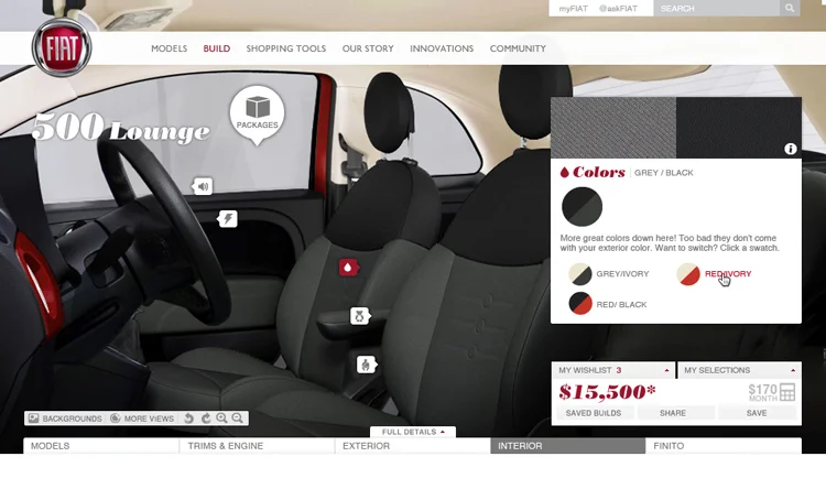 Fiat configurator — choose interior